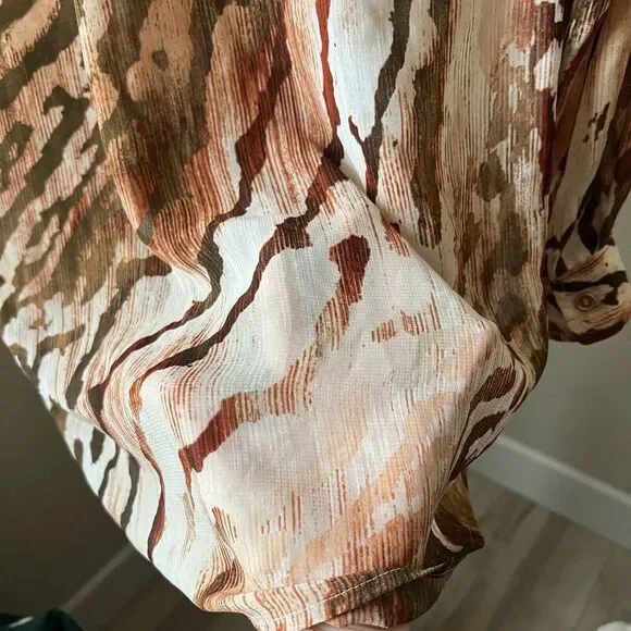 Chico's 0 Joceline Top Long Sleeve Shirt Button Sequin Collar Zebra Animal Chic - Picture 8 of 12